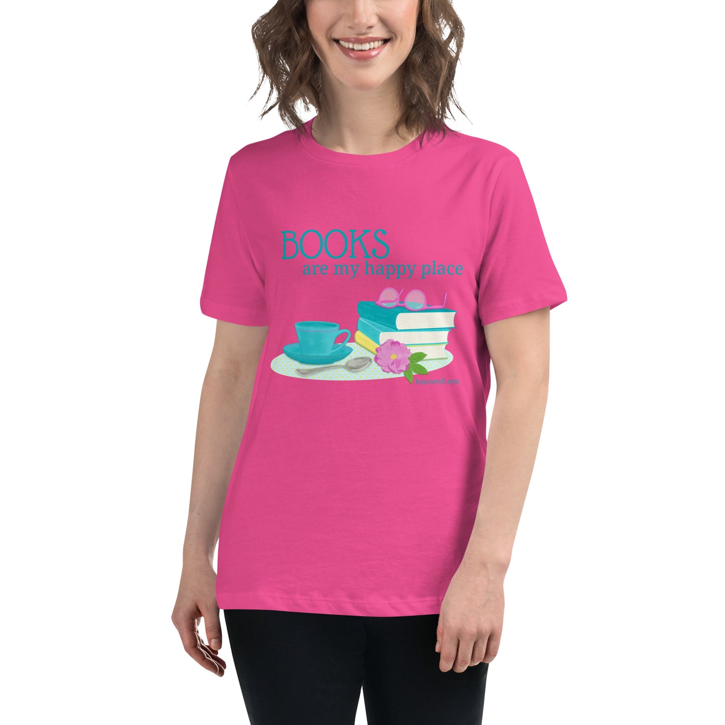 Women's Relaxed T-Shirt - Books are my Happy Place.
